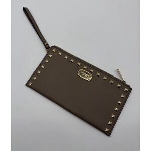 Michael Kors Astor Studded Large Zip Leather Clutch Wristlet